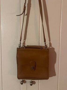 Coach Vintage Tan Leather Flap Crossbody Letterman Turnlock Bag